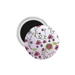 Pink whimsical flowers on pink 1.75  Button Magnet