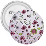 Pink whimsical flowers on pink 3  Button