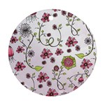 Pink whimsical flowers on pink Round Ornament
