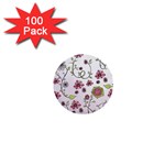Pink whimsical flowers on pink 1  Mini Button (100 pack)
