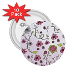 Pink whimsical flowers on pink 2.25  Button (10 pack)