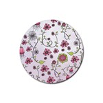 Pink whimsical flowers on pink Drink Coaster (Round)