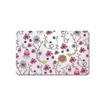 Pink whimsical flowers on pink Magnet (Name Card)