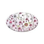 Pink whimsical flowers on pink Sticker 100 Pack (Oval)