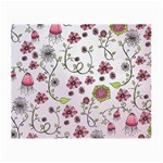 Pink whimsical flowers on pink Glasses Cloth (Small)