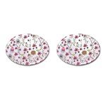 Pink whimsical flowers on pink Cufflinks (Oval)