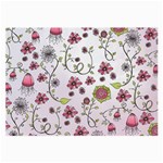 Pink whimsical flowers on pink Glasses Cloth (Large, Two Sided)
