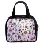 Pink whimsical flowers on pink Classic Handbag (Two Sides)
