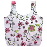Pink whimsical flowers on pink Reusable Bag (XL)
