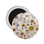 Yellow Whimsical Flowers  2.25  Button Magnet
