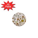 Yellow Whimsical Flowers  1  Mini Button (10 pack)