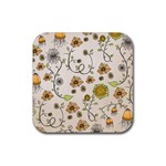Yellow Whimsical Flowers  Drink Coaster (Square)