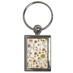 Yellow Whimsical Flowers  Key Chain (Rectangle)