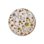 Yellow Whimsical Flowers  Drink Coasters 4 Pack (Round)