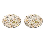 Yellow Whimsical Flowers  Cufflinks (Oval)