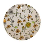Yellow Whimsical Flowers  Round Ornament (Two Sides)