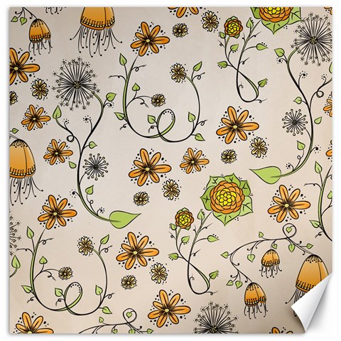 Yellow Whimsical Flowers  Canvas 16  x 16  (Unframed) from ZippyPress 15.2 x15.41  Canvas - 1