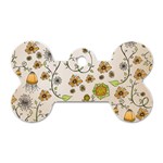 Yellow Whimsical Flowers  Dog Tag Bone (Two Sided)