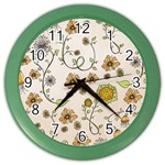 Yellow Whimsical Flowers  Wall Clock (Color)