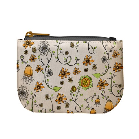 Yellow Whimsical Flowers  Coin Change Purse from ZippyPress Front