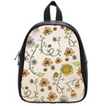 Yellow Whimsical Flowers  School Bag (Small)