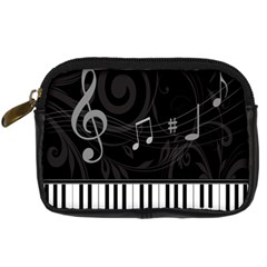 Whimsical Piano keys and music notes Digital Camera Leather Case from ZippyPress Front