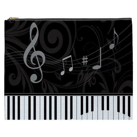 Whimsical Piano keys and music notes Cosmetic Bag (XXXL) from ZippyPress Front