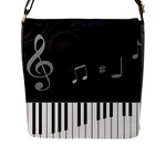 Whimsical Piano keys and music notes Flap Closure Messenger Bag (Large)