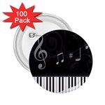 Whimsical Piano keys and music notes 2.25  Button (100 pack)
