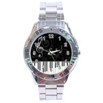 Whimsical Piano keys and music notes Stainless Steel Analogue Men’s Watch