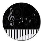Whimsical Piano keys and music notes Round Mousepad