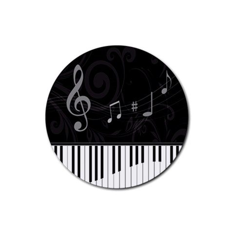 Whimsical Piano keys and music notes Rubber Round Coaster (4 pack) from ZippyPress Front