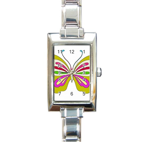 Color Butterfly  Rectangular Italian Charm Watch from ZippyPress Front
