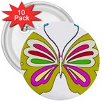 Color Butterfly  3  Button (10 pack)