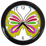 Color Butterfly  Wall Clock (Black)