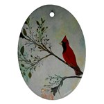 Sweet Red Cardinal Oval Ornament (Two Sides)