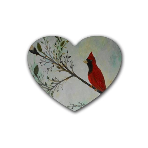 Sweet Red Cardinal Drink Coasters (Heart) from ZippyPress Front