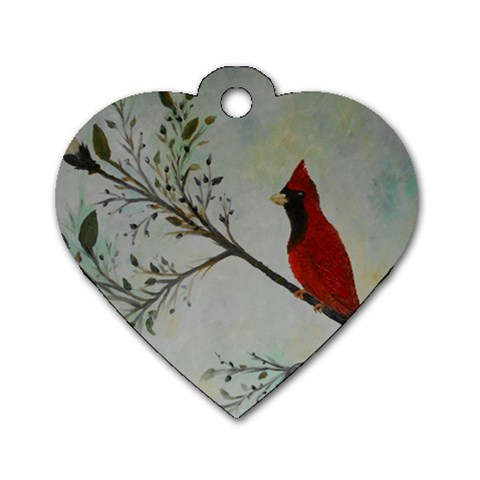 Sweet Red Cardinal Dog Tag Heart (One Sided)  from ZippyPress Front