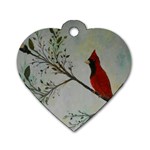 Sweet Red Cardinal Dog Tag Heart (Two Sided)