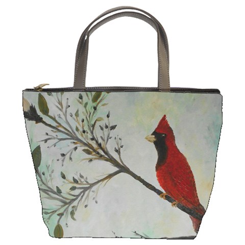 Sweet Red Cardinal Bucket Handbag from ZippyPress Front