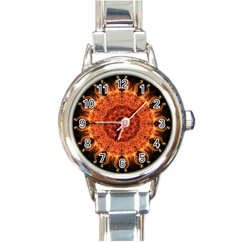 Flaming Sun Round Italian Charm Watch from ZippyPress Front