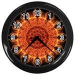 Flaming Sun Wall Clock (Black)