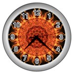Flaming Sun Wall Clock (Silver)