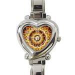 Ochre Burnt Glass Heart Italian Charm Watch 