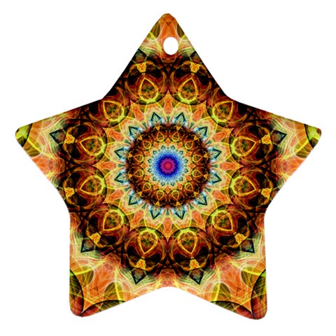 Ochre Burnt Glass Star Ornament (Two Sides) from ZippyPress Front
