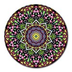 Psychedelic Leaves Mandala 8  Mouse Pad (Round)