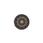 Psychedelic Leaves Mandala 1  Mini Button Magnet