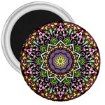 Psychedelic Leaves Mandala 3  Button Magnet
