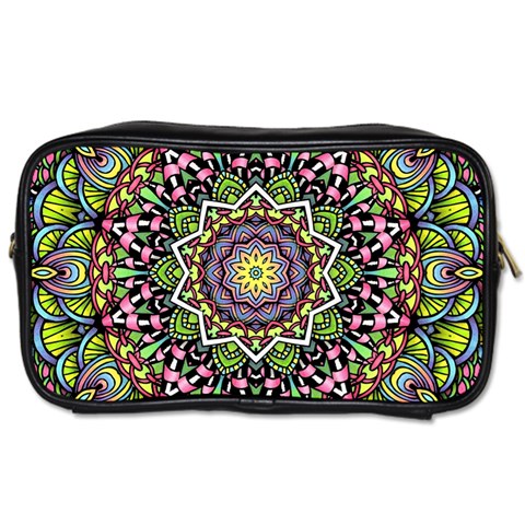 Psychedelic Leaves Mandala Travel Toiletry Bag (One Side) from ZippyPress Front