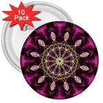 Purple Flower 3  Button (10 pack)